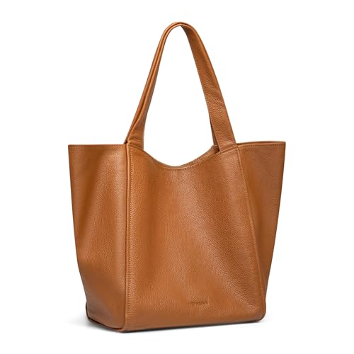 Sac porté épaule grand format en cuir marron idéal pour le bureau