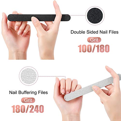 12PCS Nail Files,Professional Manicure Pedicure Tools Which Can Shape and Smooth Your Nails,Emery Boards Nail File for Acrylic Natural Nails,10PCS Black 100/180 Grit and 2PCS Purple 180/240 Nail Files