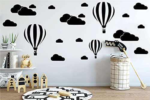 Vinilos 3D removibles globos aerostáticos y nubes para pared miniatura 3