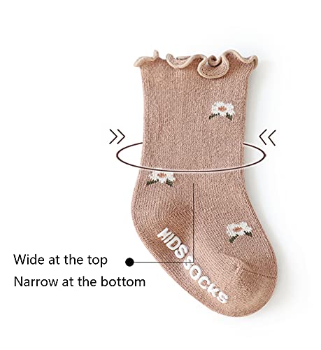 FYLuoke Baby Girls Ruffle Socks Toddler Ankle Floral Casual Socks Infant Non-Slid Dress Socks4