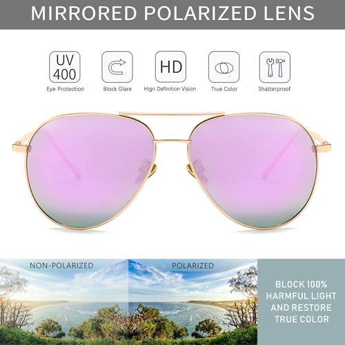 Image of SUNGAIT Women's Lightweight Oversized Aviator Sunglasses