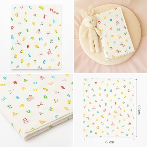 Image of HANUSH 100% Muslin Organic Cotton Kids Towel (75*100 cm)| Ultra Soft 2-Layer Newborn Bath Wrap & Toddler Towel | Highly Absorbent, Breathable Kids Body Wash Cloth for Infants & Boys, Girls (3-9 Years)