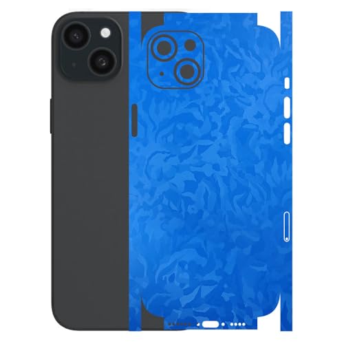 Image of AtOdds - Full Body Back Screen Guard Protector Film - 3D Textured Lamination Wrap Skin Sticker for iPhone 15 Plus | Scratchproof Matte Finish (Design - Royal Blue Camo)
