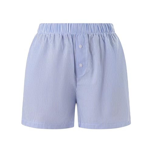 Image of Women Pajamas Shorts Micro Boxer Shorts Y2K Cute Gingham Sleep Lounge Shorts Checkered Plaid Button Pj Mini Shorts