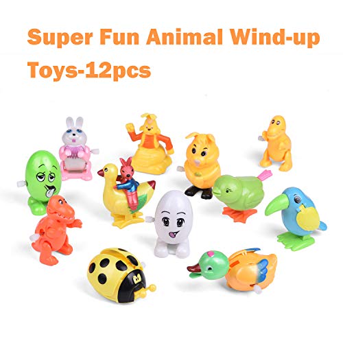image for FUN LITTLE TOYS 12 PCs Wind Up Toys Filled Easter Eggs with Assorted A