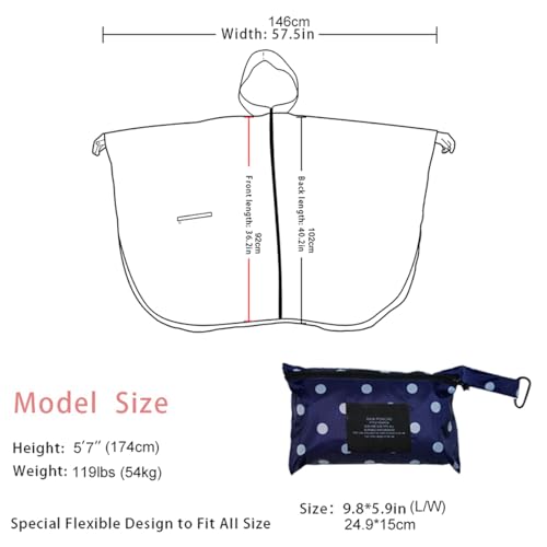 Fashion Hooded Rain Poncho Waterproof Raincoat Jacket with pocket for Women/Men/Adult2