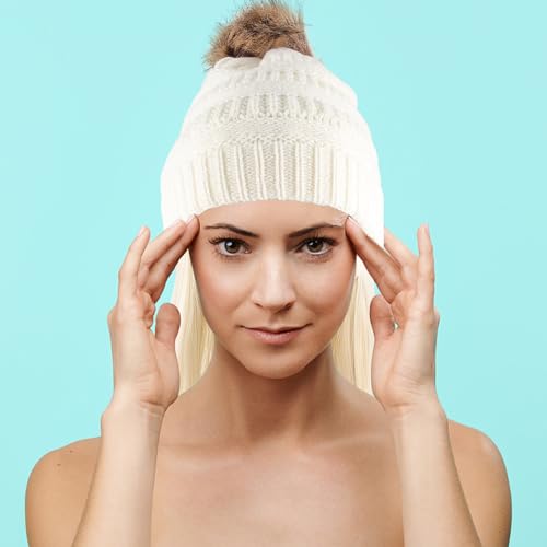 Bonnet tricoté avec postiche amovible pour un style instantané au chaud - 5