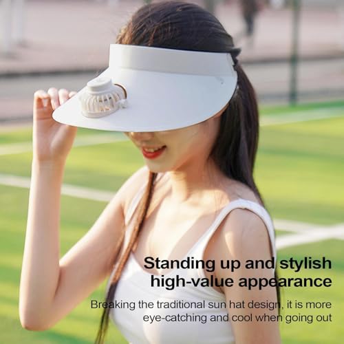Sombrero con ventilador solar de ala ancha y protección UV ligera 7