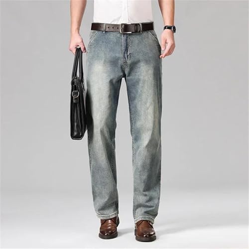 Men's Luxury Jeans Cotton Loose Straight Denim Pants Business Casual Classic Stretch Male Trousers Clothing4