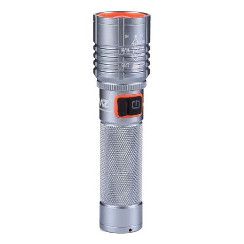 Image of MZ 035 (Zoomable LED Silver Metal Torch) 4 Modes Flashlight | Super Bright & USB Rechargeable Torch, Zoomable Tactical Flashlight with Digital Display