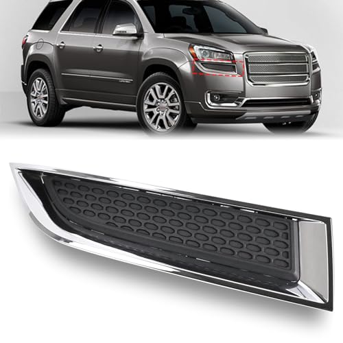 Image of Fog Light Grille Cover Compatible with 2013-2016 GMC Acadia 2017 Limited Right Passenger Side Bumper Cover Grille With Chrome Molding Front Upper Mounts Below Head Light # GM1039155 20982400