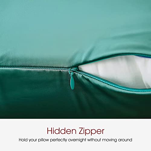 Image of 100% Silk Pillow Cases 2 Pack Queen Size Mulberry Silk Pillowcase for Hair and Skin Set of 2 Highest Grade 6A Silk Soft Breathable with Hidden Zipper, Teal