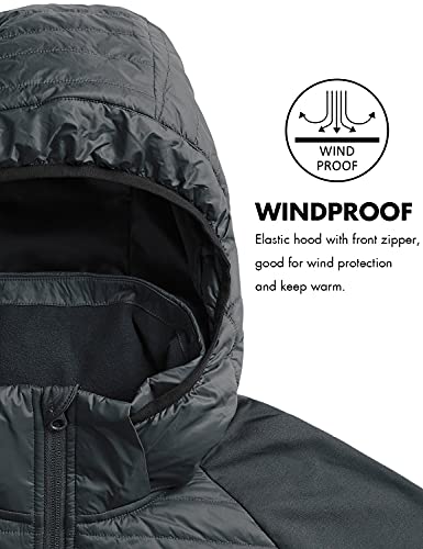 Image of baleaf Men's Running Jacket Lightweight Warm Up Puffer Jacket Hybrid Thermal Hiking Golf Insulated Coat Thumble Hole