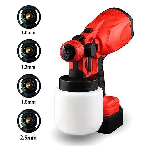 Bezprzewodowy pistolet do malowania pod wysokim ciśnieniem, elektryczny pistolet do malowania o mocy 850 W z 4 dyszami i 2 akumulatorami, pojemnik na farbę 700 ml, przenośny automatyczny pistolet