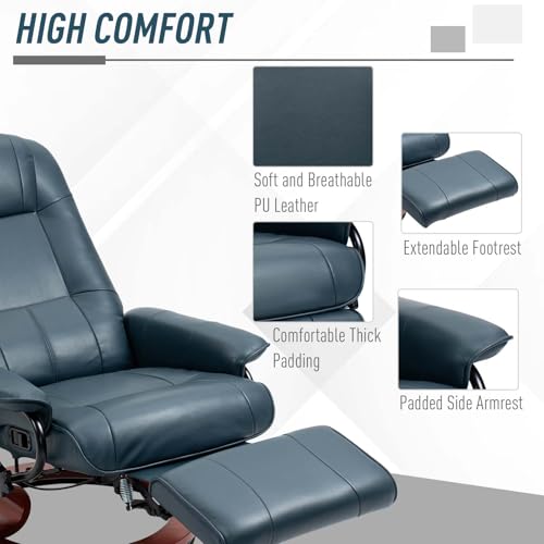 Sillón manual plegable de cuero sintético azul miniatura 4