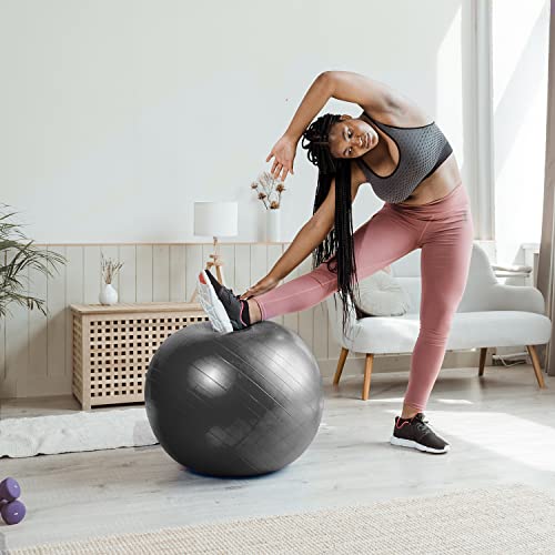 Image of FirstFit Extra Exercise Thick Yoga Ball, Fitness and Stability Ball to Improve Posture, Balance, Yoga, Pilates, Core, Fitness Exercise Training Balance Yoga Class Core (65CM,Black)