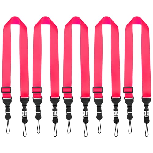 FIEIL 5 Pack Nylon iPad Strap, Adjustable Camera Neck Strap, Comfortable Shoulder Strap for iPad, Cellphone Tablet, Camera, Laptop, Binocular, Luggage Bag(Rose red Universal Neck Lanyard)