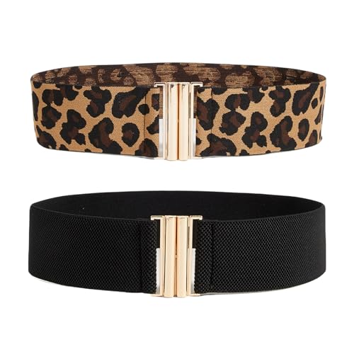 Stretch Leopard Print Belt, Skinny Animal Print Belts for Women