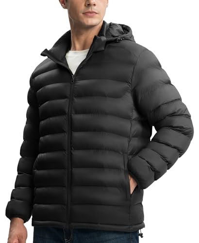 Gopune Men's Lightweight Puffer Jacket Detachable Hooded Water Resistant Puffy Winter Down Jackets for Snow Ski Travel2