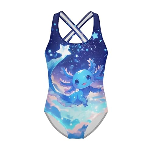 Image of Xpyiqun Swimsuit for Girls One Piece Bathing Suits Size 5-14 Sleeveless Swimwear Cross Shoulder Strap Swimming Wear