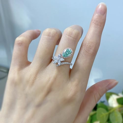 Bague en argent S925 contre le ternissement avec zircon goutte ovale - 2