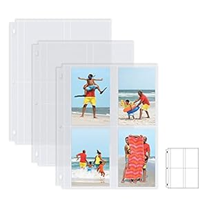 Photo-Album-Refill-Sheets-35-x-5-Inch-Heavyweight-Diamond-Clear-3-Ring-Photo-Binder-Page-Refills-by-Better-Office-Products-200-Total-Photos-Each-4-Pocket-Sheet-Holds-Up-to-8-Photos-25-Pack