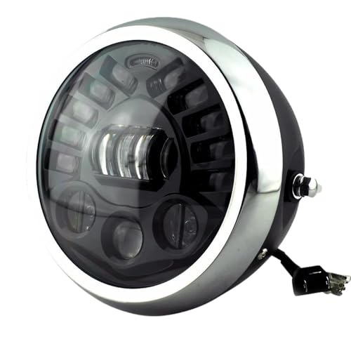 Phare de moto LED 7 pouces haute visibilité et anneau chromé robuste