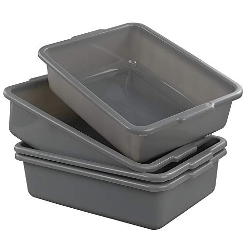 Idomy 4-Pack Small Plastic Commercial Bus Box, 8 L Small Bus Tub, Gray #TOP6