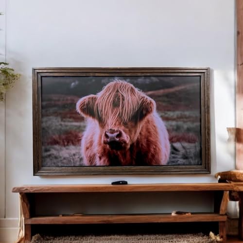 55 Inch TV frame for Hisense Canvas TV. Real wood frame, Rustic Dark Wood Finish (not for use with other models) Handmade wood TV Frame (55 INCH HISENSE CANVAS TV) -  Laredo Frame Factory