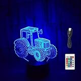 Tractor Lamp Toys 3D LED Acrylic Night Light with Remote & Smart Touch 16 Colors Changing Dimmable...