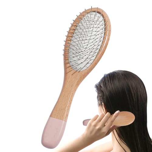 Maciun 縮れ防止ヘアブラシ | 木製もつれ解消ヘアブラシ、ウェットヘアブラシ 女性用 男性 女の子 デート 旅行 パーティー