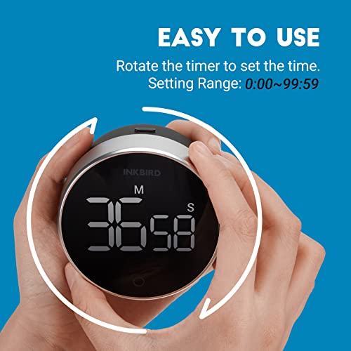 Kitchen Timer For Cooking, Inkbird Digital Magnetic Rechargeable Timer, 3-Levels Alarm Productivity Timer For Classroom Office, Large Led Countdown Smart Timer Idt-01 For Kids, Adult, Kitchen, Teacher #TOP1