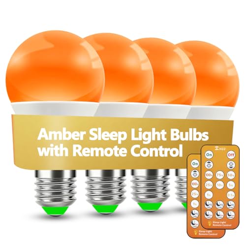 Wivety Amber Sleep Light Bulbs 1600K with Remote Control, E26