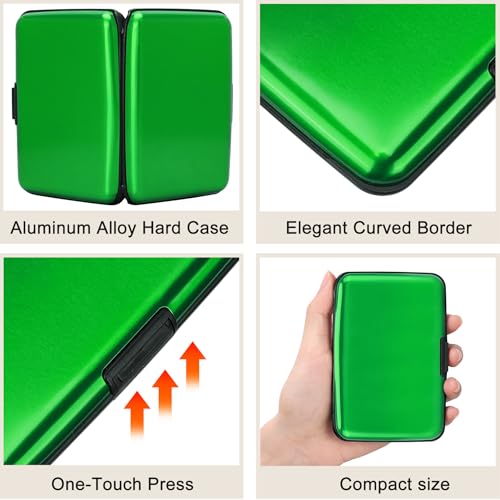Image of ELFISH Mini RFID Aluminum Wallet Credit Cards Holder Business Card Case Metal ID Case for Men Women (Green)