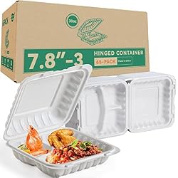 LEOBOX 65 Pack 30oz 7.8 Inch To Go Containers - Shrink Wrapped No Pre-Wash | 3 Compartment Reusable & Sturdy | Microwave, Dishwasher and Freezer Safe Meal Prep Boxes for Leftovers, Catering & Takeout