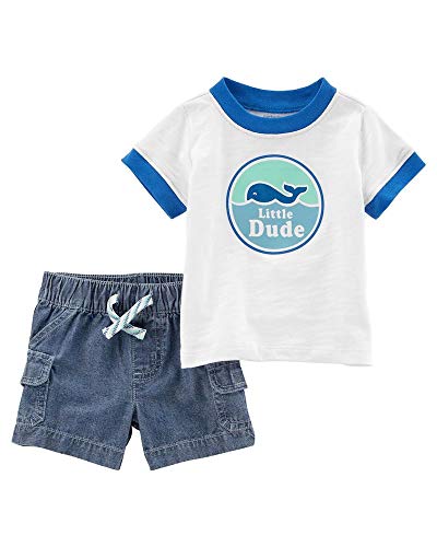 Ensemble en jersey de coton et short en chambray aux finitions soignées