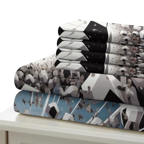 Ensemble de literie football 3D microfibre anti-plis lit simple