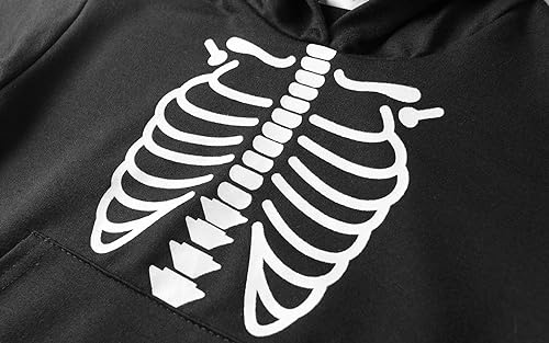 Mud Kingdom Boys Girls Halloween Sweatshirt with Hood Pumpkin Ghostface Pullover Scary Skeleton Graphic4