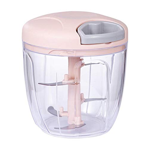 Chiatai Hachoir manuel 900 ml, 5 lames en acier inoxydable puissant, hachoir manuel pour fruits, légumes, herbes, oignons - Rose