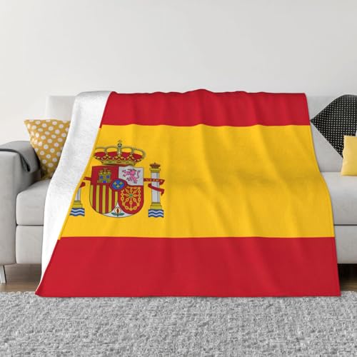 Manta suave con estampado de bandera española, microforro polar cálido, decoración para todas las estaciones para dormitorio, sofá, viajes