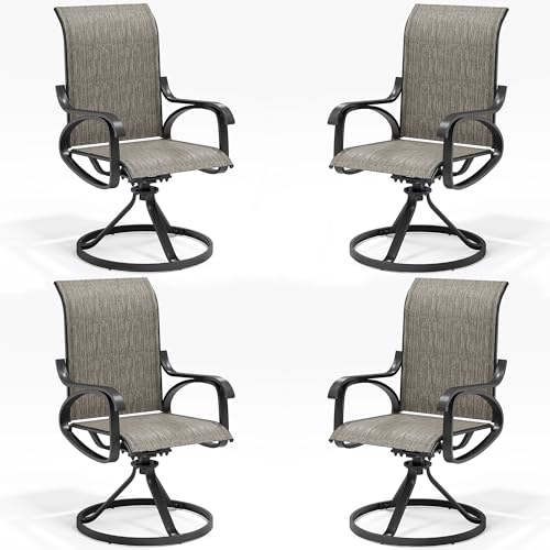 Image of LOUVIXA Patio Swivel Chair Set of 4, All-Weather Patio Swivel Rocking Chair, High Back Patio Dining Chairs for Backyard, Porch, Lawn, Garden(4, Taupe)