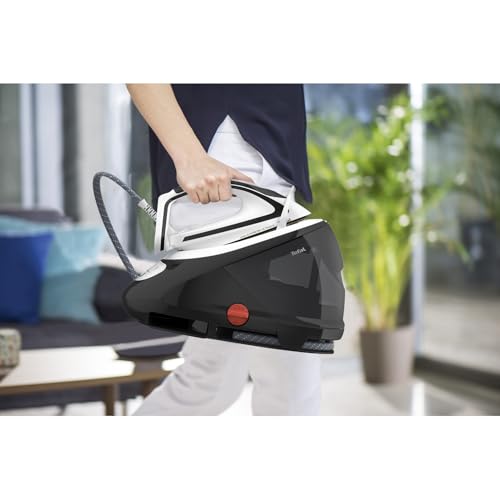 Tefal Pro Express Ultimate Dampfbügelstation, starker 8-Bar-Druck, Dampfstoß: 520 g/Min., 1,9 L Wassertank, Antikalk-Kollektor, Anti-Tropf-System, Bügeleisen Dampfstation, schwarz/weiß, GV9550