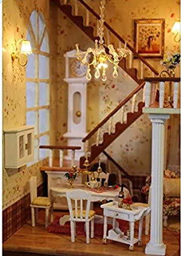 DIY Puppenhaus Aus Holz Handwerk Miniatur-Kit Große Villa Mit Möbeln Und Accessoires, Wohnzimmer Schlafzimmer Küche… – Bild 4