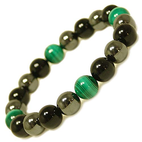 Powerstones Labo(パワーストーンズ ラボ) パワーストーン ブレスレット 天然石 10mm マラカイト オニキス ヘマタイト 内周20-21cm Powerstones Labo(パワーストーンズ ラボ) パワーストーン ブレスレット 天然石 10mm マラカイト オニキス ヘマタイト 内周20-21cm