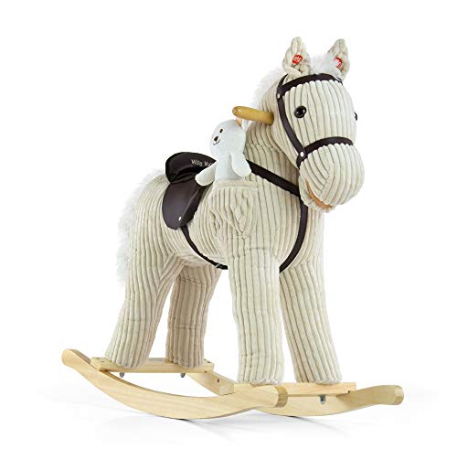 MILLY MALLY 5901761122183 – Mecedora Caballo Balancín de Juguete con Efectos de Sonido Oso de Peluche, Color Blanco