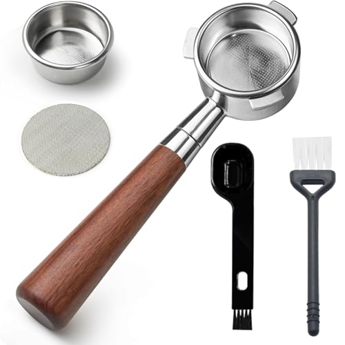 54mm Bottomless Portafilter, 3 Ears 54mm Espresso Portafilter Bottomless Naked Portafilter for Brevile 8 Series and Brevile Barista Bambino Espresso Coffee Machine, Filter Basket, Spoon, Brush