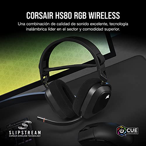 Miniatura 3 de Corsair HS80 RGB Wireless Auriculares Inalámbricos para Juegos - Carbono