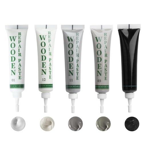 Kit Reparación Suelo Laminado, 5 Colores Masilla Reparadora Parquet Madera Reparación Gris Reparador Arañazos Madera Para Arañazos, Grietas, Agujeros, Manchas