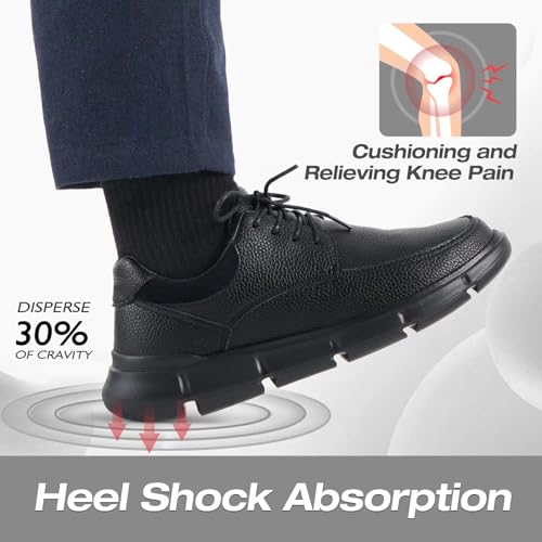 XPACS Men's Orthopedic Leather Dress Walking Shoes: Comfortable Arch Support Plantar Fasciitis Orthotic Formal Tennis Oxford, Flat Feet Casual Business Working Shoes for Foot and Heel Pain Relief3