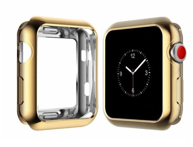 PEFKO PSS93 Flexible Shocked Proof Silicone TPU Watch Case Cover With Screen Protector Temper Compatible with Apple iWatch Series Ultra 8 7 6 5 4 3 2 1 SE (45MM, GOLD)-picture-28
